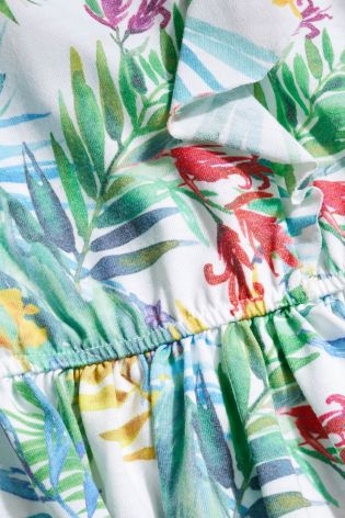 Multi Tropical Print Dippy Hem Dress (3-16yrs)
